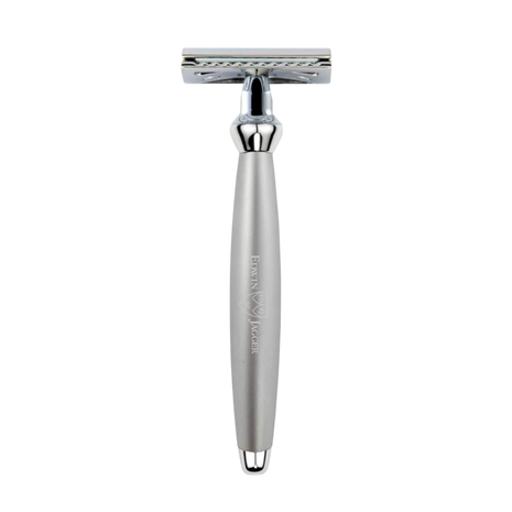 Edwin Jagger – Bulbous Satin Chrome DE Safety Razor & 5 Free Feather Blades