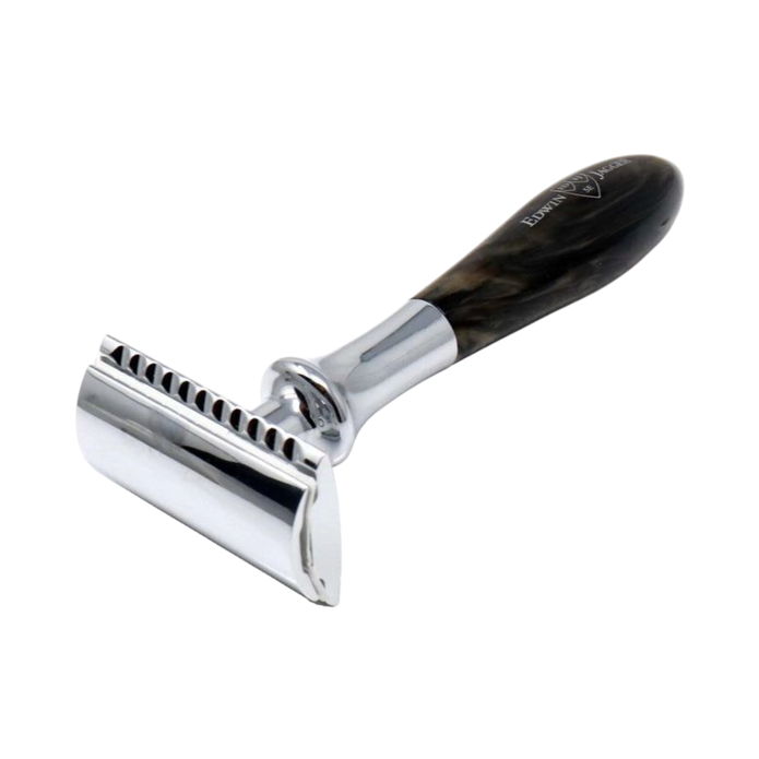 Edwin Jagger – Plaza Imitation Black Marble DE Razor & 5 Free Feather Blades