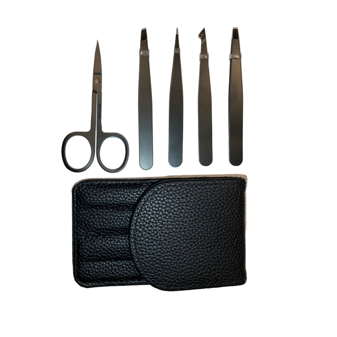 Skeermes - Black Stainless Steel Tweezer Set