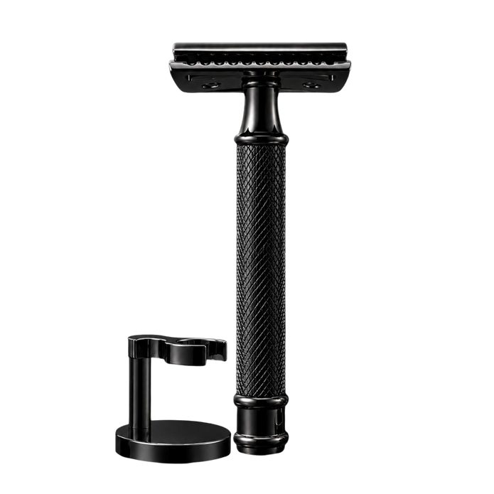 Skeermes - The Sentinel Gunmetal DE Safety Razor with Hanging Stand