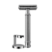 Skeermes - The Sentinel Silver DE Safety Razor with Hanging Stand