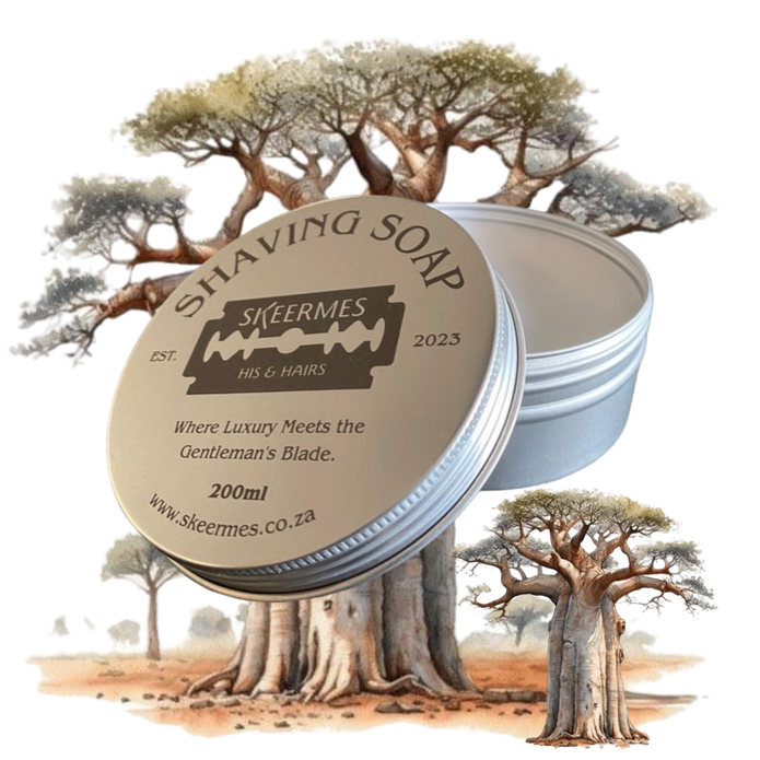 Skeermes 'Onderstebo Boom' - Shea Butter & Baobab Shaving Soap