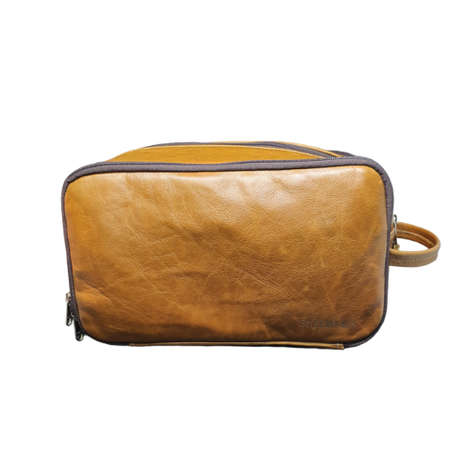 Skeermes - Brown Leather Toiletry Bag