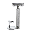 Skeermes - The Sentinel Silver DE Safety Razor with Hanging Stand
