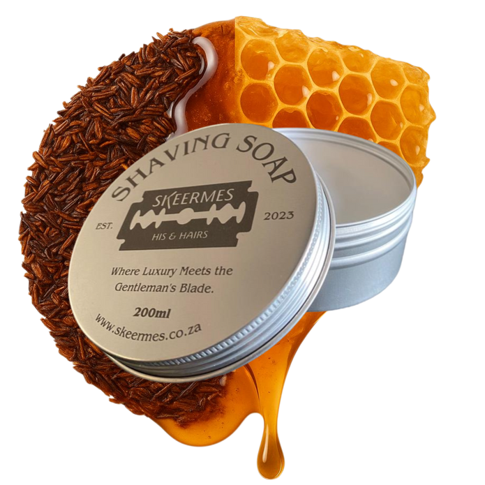 Skeermes Rooi Tee & Heuning-By - Rooibos & Honey Shaving Soap
