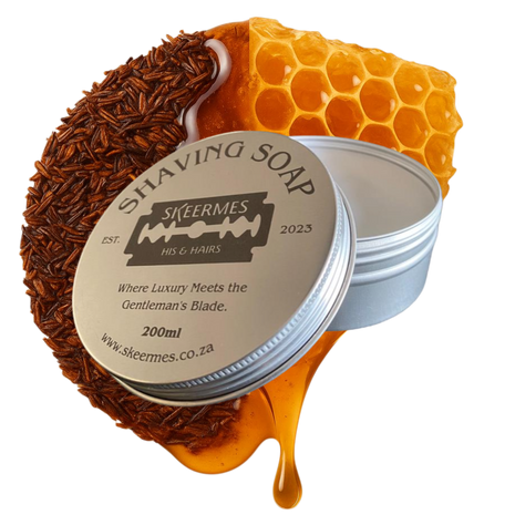 Skeermes Rooi Tee & Heuning-By - Rooibos & Honey Shaving Soap