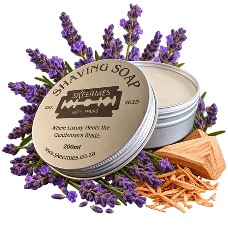 Skeermes Pers Sandaal - Lavender & Sandalwood Goat's Milk Shaving Soap